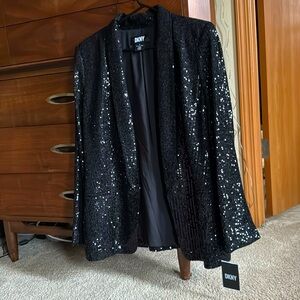 BNWT DKNY BLACK SEQUIN BLAZER SZ MEDIUM / 10